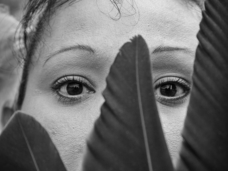 Gigi Yazzie With Eagle Feather Fan, 2007 by Sue Reynolds