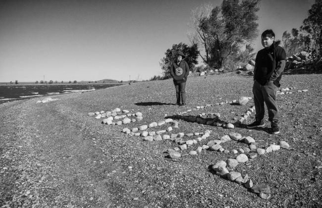 "No DAPL" Sign at Lake Oahe: What’s Our Future? Standing Rock Reservation, South Dakota, 2016 by Sue Reynolds
