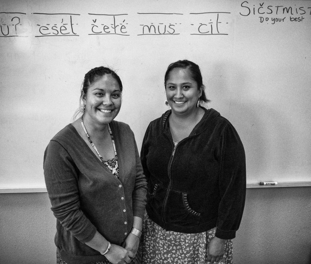 Echo and Elespeth are Teachers at NKwusm Salish Language School, Montana, 2014 by Sue Reynolds